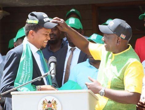 File image of President William Ruto and KEMSA chair Irungu Nyakera.